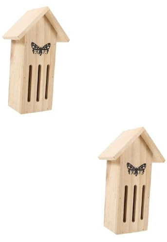 BESPORTBLE 2stücke Holz Schmetterlingshaus Hängend Wetterfestes Insektenhotel Für Garten Robustes Und Langlebiges Habitat Für Schmetterlinge Dekorative Gartenverschönerung Einfache