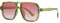 Long Keeper Retro Square Pilot Sunglasses for Women Men Oversize Retro Aviation Square Sunglasses Double Bridge Sun Glasses Vintage Shades UV400 (Green Frame - Gradient Pink Lens)