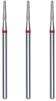 STALEKS PRO Lot de 3 fraises diamantées pour ongles, 8 x 1,8 mm. Manucure et pédicure. Forme à pointe arrondie (grain fin)