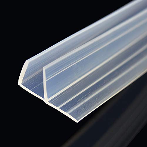 Joint de bas de porte de douche en forme de F en caoutchouc transparent pour porte coulissante de 12 mm, étanche et durable, 3 m