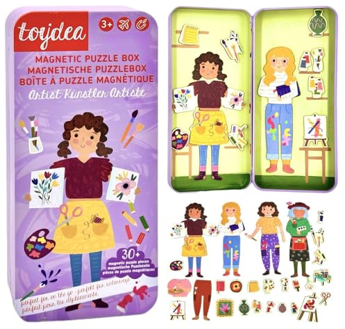 Toydea Magnetspiel Puzzle Box Künstlerin, Spiel für Kinder ab 3 Jahre | Fördert Kreativität & Feinmotorik, magnetisches Spielzeug, perfektes Reisespiel für unterwegs & zu Hause