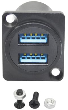 Riertostng Dual USB 3.0 Panel Mount Connector Adapter, D-Typ USB Buchse auf Buchse durch Steckdose mit Installationsschraube, Hochgeschwindigkeits 5Gbps Datenübertragung