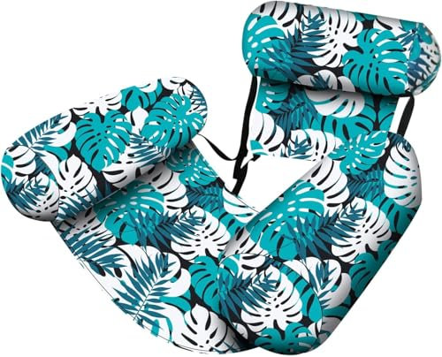 Exquisite Palm Leaf Inflatable Pool Chair for Adults - Tropical Themed Lightweight Foldable PVC Floating Lounger, Ideal for Summer Relaxation at Beaches and Pools (Green)