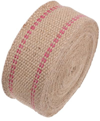 Homoyoyo Cinta De Yute Resistente Con Rayas Rojas Cinta Tejida Gruesa Para Tapicería De Sillas y Manualidades Correa Natural Multifuncional Para Muebles Uso Interior y Exterior