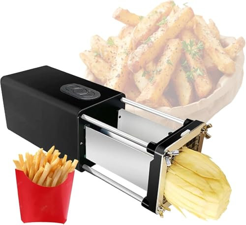 Coupe-pommes de terre professionnel, coupe-frites électrique avec lames en alliage, hachoir à légumes multi-usages, tranchage automatique pour la maison et le commerce(Black)