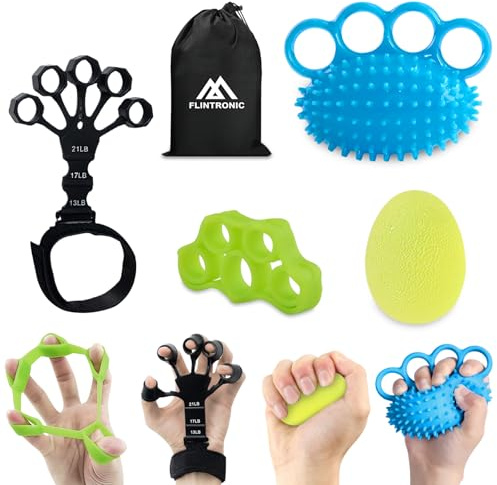 flintronic Grip Strength Trainer, Forearm Strengthener 5-Piece Kit, Hand Exercise Balls, Finger Therapy Squeeze Balls, Hand Grip Strengthener