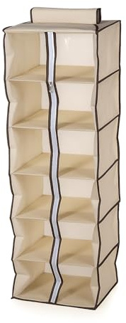 COMPRISA Organizador Colgante de Tela con Cremallera – 6 Estantes 30x30x120 cm – Estantería Colgante para Ropa con Cierre Antipolvo – Ideal para Armario, Dormitorio o Guardarropa