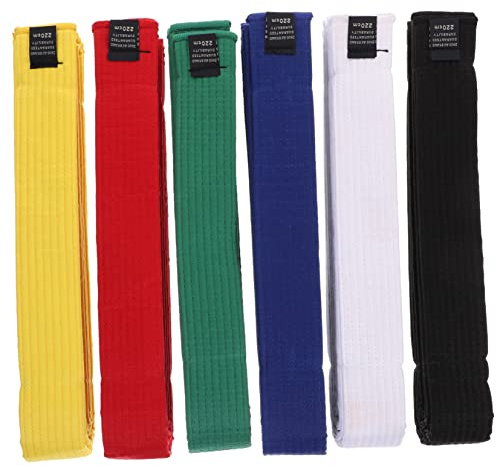 SUPVOX 6PCS Taekwondo Karate Belts Set Assorted Colors Cotton Waistbands for Martial Arts Training Sturdy Uniform Belts for Boys and Girls and Adults