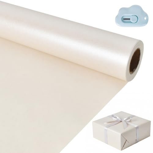 Rotolo Di Carta Da Regalo, Carta Da Regalo Opaca,43cm X 10m,Carta Perlata A Tinta,Rotolo Cartas Regalo,con Mini Coltello,Per Matrimoni, San Valentino, Compleanni, Fai Da Te, Artigianato
