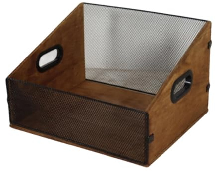 PawwJoy Scatola portaoggetti per dischi in vinile LP in legno, per scrivania, salvaspazio, per studio, camera da letto, libri, 36 x 30 x 21,5 cm