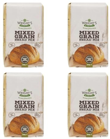 Wrights Baking Mixed Grain Bread Mix 4X500g - Includes 8 Grains and Seeds Flour for Nutty Flavour (NP)