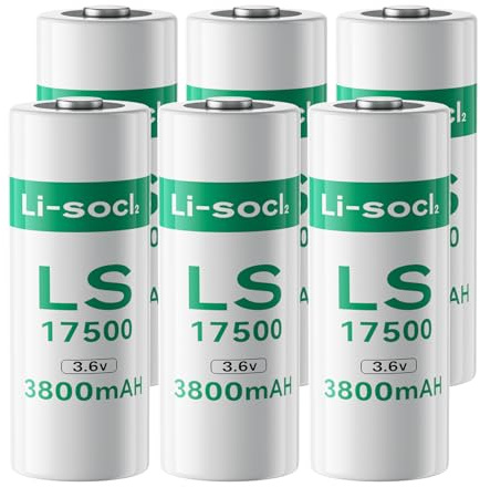 Lot de 6 Piles LS17500, 3,6 V 3800mAh Batterie Lithium Haute Capacité (Non-Rechargeable)