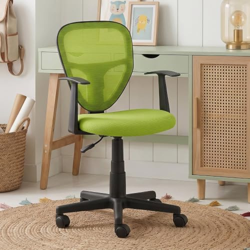 IDIMEX Schreibtischstuhl Kinder Studio-1 höhenverstellbar, Grün - Bürostuhl für Kinderzimmer ergonomisch, drehbar mit Armlehnen, atmungsaktiver Meshbezug [max. Belastbarkeit 100 kg]