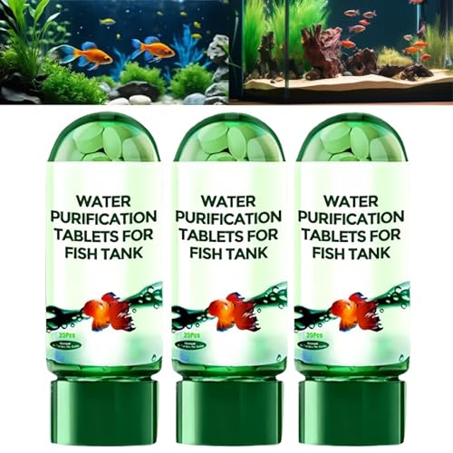3*35Pcs Powerful Aquarium Water Purification Tablet,Fish Tank Cleaner and Algae Remover,Quick Water Clarification for Home Aquariums,Portable Fish-Friendly Water Treatment,Maintain Clean&Clear Water