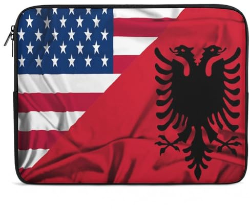 Albania e bandiera degli Stati Uniti divertente borsa del computer portatile che trasporta valigetta manica del computer per Ultrabook Notebook, Stile:, 12inch