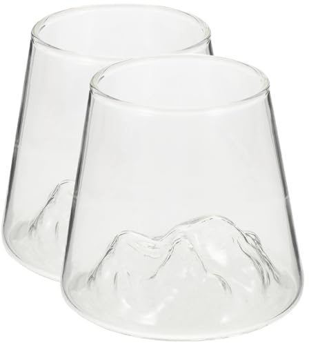 jojofuny Lot de 2 Verres en Verre Borosilicate 300 Ml, Gobelets à Boissons Multifonctions, Design Inspiré du Mont Fuji, Transparents et Résistants, Idéals pour Café, Jus et Lait à Domicile