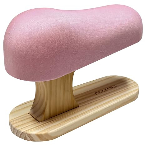 Asse da stiro piccola, in cotone imbottito con base in legno massello, asse da stiro con varie superfici di pressatura per lisciare cuciture curve, colletti da stiro, polsini, cuciture curve, rosa
