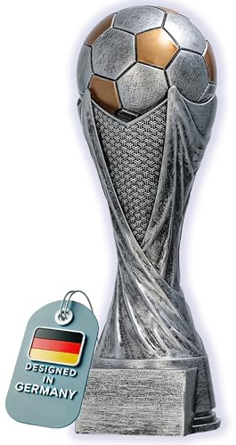 Larius Trophée Football avec Ballon 15–21 cm (300–830 g) – Coupe Lourde en Résine avec Gravure Optionnelle – pour Tournois, MVP, Meilleur Buteur & 1re–3e Place – M5