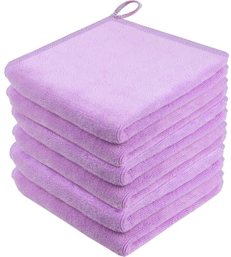 Mikrofiber ansiktshanddukar makeupborttagare dukar ansikte torkdukar tvätta handdukar ansiktstvätt ansiktstvätt handdukar supermjuka 30 cm x 30 cm 6-pack ljuslila
