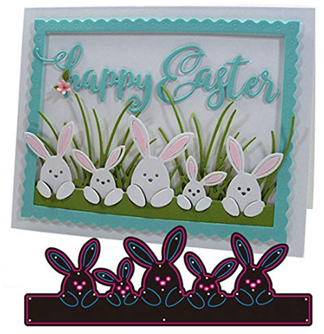 Easter Rabbit Family Metal Die Cut, Home Bow Cutting Stencils for DIY Scrapbooking Album Decorative Embossing Paper Card Making