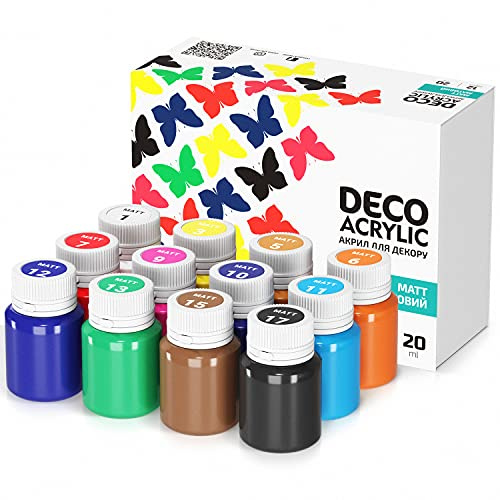 7 Artists Acrylfarben Set 12 Farben x 20 ml für Leinwand Papier Stein Holz Keramik - Acryl Farben für Künstler Anfänger - Acrylfarbe Schnell und Matt Trocknend Wasserfest Wetterfest