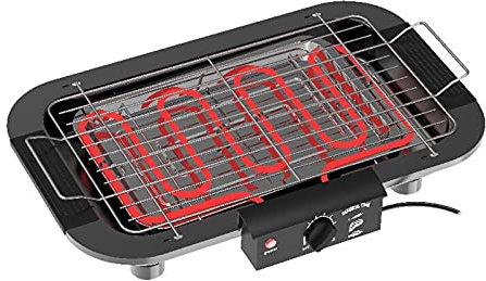 Portable un Barbecue Gril Grillaire électrique intérieur avec poêlage en acier inoxydable et filet de la fumée sans fumée sans fumée de fumée 2000W chauffage rapide détachable facile à nettoyer Ustens