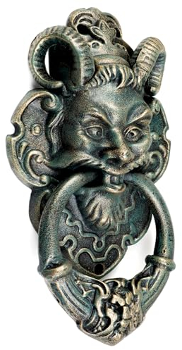 Moritz Türklopfer Teufelskopf mit Hörner Antik Stil Gusseiesen Rustikal Türklingel Door Knocker Barock Türglocke Haustür Türdekoration Türgong