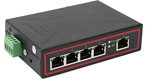 Conmutador de Riel DIN Industrial Fast Ethernet de 5 Puertos, 5 Puertos RJ45 de 10/100 M, Alimentación Redundante de Entrada de Alimentación Dual, Conmutador de Red de Montaje en Riel DIN (-40 ℃ ~ 85