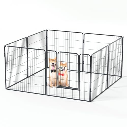 Qianruida Welpenauslauf 80 cm hoch 8-teilig Freilaufgehege für Hunde Hundezaun Hundelaufstall Freigehege Tierlaufstall Laufgitter