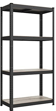 SONGMICS Shelving Unit, 40 x 80 x 160 cm, 520 kg Load Capacity (130 kg per Shelf), Industrial, Adjustable Storage Shelves, for Living Room, Kitchen, Garage, Greige and Black GLR044B21