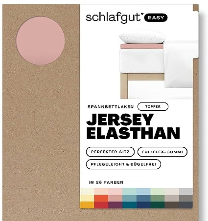 Schlafgut Easy Jersey Elasthan Topper Spannbettlaken 90x190 bis 100x220 Purple Mid, Spannbetttuch aus superweicher Baumwolle mit Elasthan | Bettlaken, Spannbetttuch 100x200, 90x190 bis 100x220 cm, Lila, Topper, bis 10 cm Steg, Baumwolle Elasthan