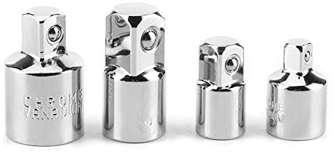 4-teiliger Schraubenschlüssel-Umwandlungskopf, 1/4-Zoll-3/8-Zoll-1/2-Zoll-Elektroschlüssel-Hülsen-Adapter-Konverter Universal-Stecknuss-Adapter und Reduzierstück-Set (Silbernes Chrom)