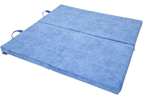 Jeflex - blaue velour Spielmatte 120 x 120 x 6 cm MADE IN GERMANY/Spielmatte für Kinderzimmer/wasserfeste Membran/OEKO-TEX Standard 100
