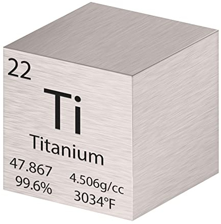 Titan Würfel 1 Inch 25,4 mm Metall Dichte Reines Element Sammlungen | Periodensystem Leichtmetall Block für Labor Experiment, Material Hobbies Physikalische Wissenschaft Raumfahrt Geschenk
