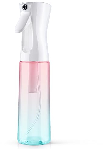 URAQT Sprühflasche, 300 ml Zerstäuber Sprühflasche Haare Klein, Salon Wasserspray Spray Bottle Hair, Wassersprühflasche Sprühflaschen für Frisuren, Pflanzen zum Putzen (300 ml – Farbverlauf rosa-grün)