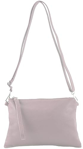 modamoda de - T186 - ital. pochette a tracolla in pelle media, Lilla Chiaro, s