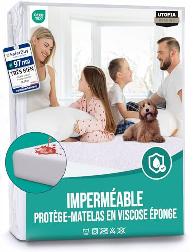 Utopia Bedding Protector de Colchón 150 x 200 x 30 cm Impermeable, Viscosa, Certificación Oeko-Tex, Funda Colchón Transpirable, Elástico En Todo