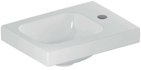 Geberit iCon Light Handwaschbecken, 38 cm x 28 cm, mit Hahnloch rechts, ohne Überlauf, Ablagefläche rechts, 501830, 501.830.00.2, Farbe: Weiß