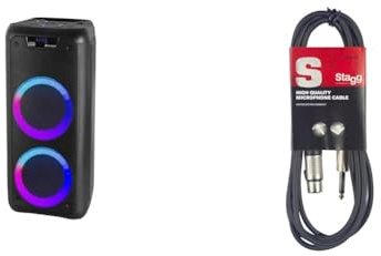 Trevi - XFest Altoparlante Speaker Amplificato 80W trasportabile con riproduttore di files Mp3 & Stagg SMC6XP Cavo Microfonico di Alta Qualità XLRf to Jack, 6 m, Nero