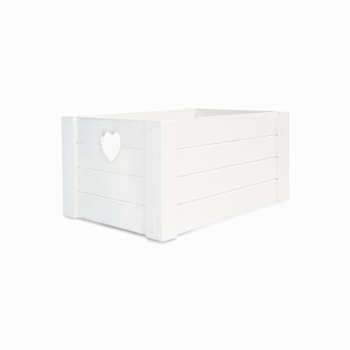 Wickerfield Small Wooden Box, Gift Basket, Wood Crate Boxfor Storage, Wood Storage Boxes, Wooden Crate Basket (White, Medium)