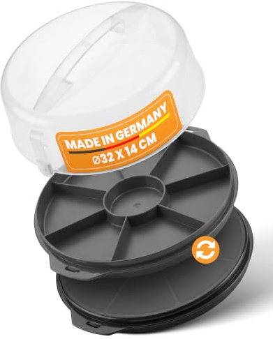 EUROHOME Tortenbehälter - Kuchentransportbox Ø32 cm aus Kunststoff mit bequemem Tragegriff - Kuchencontainer hoch 14 cm - Sicherer Deckel mit Klickverschluss - Transportbox für Kuchen und Torten