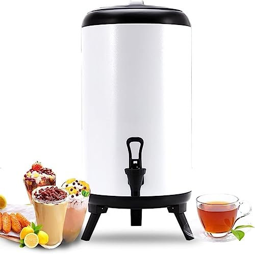 6 l 8 l 10 l 12 l Urnenkessel Heiß- und Kaltwasserspender Edelstahl-Tee-Wärmflasche mit Wasserhahn Tragbarer Griff Große Kapazität Versiegelung Für Catering Büro Hotels Party (Farbe: Weiß, Größe: