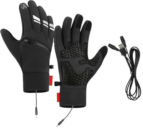 Guantes Térmicos,Guantes Térmicos para Hombres, Guantes Térmicos con Calefacción Eléctrica USB, Calefacción Invierno Térmico Pantalla Táctil Guantes de Nieve Impermeables para Conducir Senderismo Trab