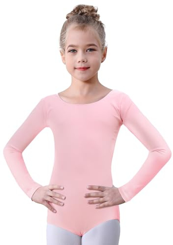 Soudittur Ballettanzug Mädchen Langarm, Kinder Ballett Trikot Baumwolle Ballett Body TanzBody Gymnastikanzug Turnanzug für Damen Größe 110-170