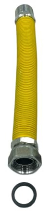 HM | Tubo Flessibile Caldaia 3/4 Gas, Acciaio Inox, Argento, 220-420CM | Estensibile, Attacco Standard, Guarnizione Inclusa | Connessione per Impianti Riscaldamento