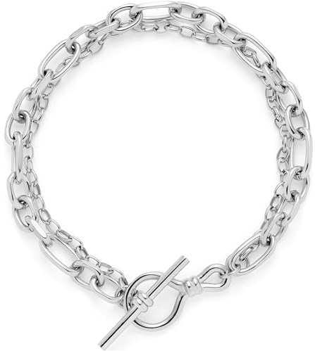 JEWELS BY LEONARDO Armband Elisabeth • Arm-Kette aus silberfarbenem Edelstahl • doppelreihigen Design und mixt eine kräftige, geschliffene Ankerkette • 19 cm Länge • Geschenk für Frauen • 025182