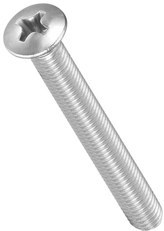 METALLIXITY Phillips Cross Recessed Countersunk Head Screws Bolts (M5-0.8x40) 25Pcs, 304 Stainless Steel Flat Head Woodworking Machine Screws - for Furniture Assembly DIY Projects, Silver