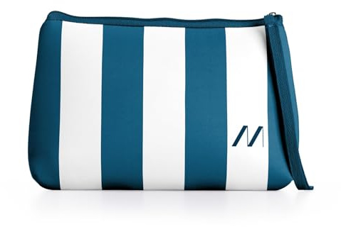 Muitomas, Pochette da Donna in Neoprene a Strisce, Borsa da Donna con Chiusura Zip e Laccio Polso, 24x16x6