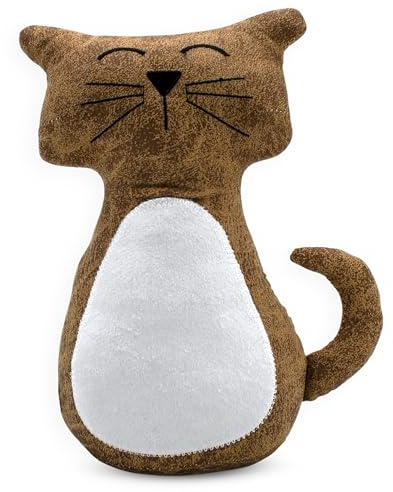 Stoff Türstopper Katze 1 kg schwer braun - 24 x 14 cm - Türpuffer gefüllt im Wildleder Design - Türsack Türhalter Bodenstopper Stopper für Tür und Fenster nieliche Tierfigur
