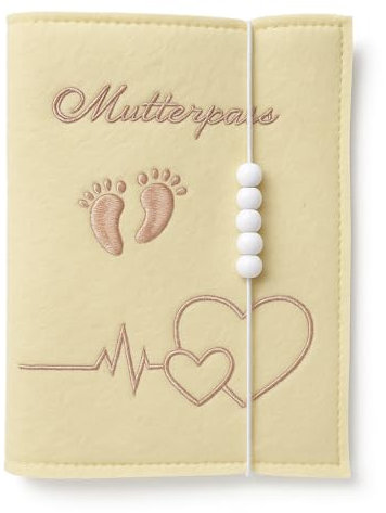 Mutterpasshülle aus Filz für Deutschen Mutterpass, Mutterpass-Schutzhülle zur Aufbewahrung von Impfpass usw,Süßes Geschenk für Schwangerinen und Zukunftige Mütter Sonne - Yellow/Beig Color